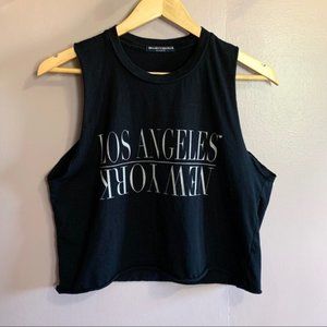 BRANDY MELVILLE LOAS ANGELES NEW YORK BLACK CROP